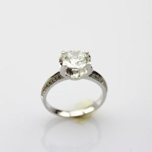Quality Sterlilng Silver Engagement Ring with 7mm Round Cubic Zirconia(F68) wholesale