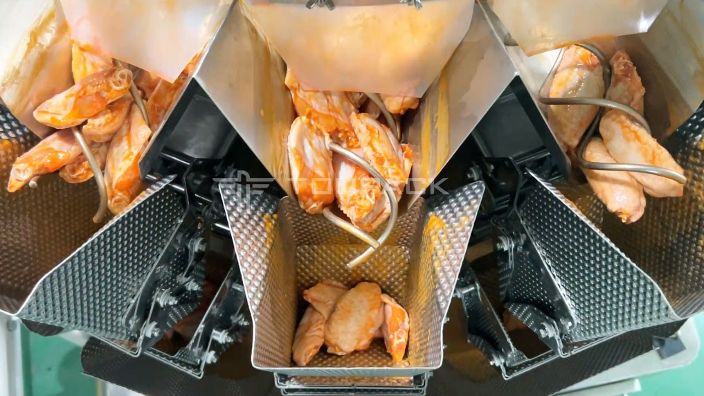 Automatic Screw Feeder Combination Weigher Filling Sticky Food Meat Marinated Chicken Wings Multihead Weigher