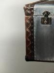 Vintage Retro Genuine Leather Small Trunk Aluminium Sheet Lifted Cover With