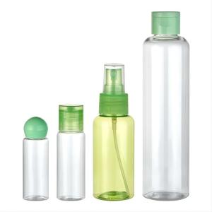 China Customized 25ml 30ml 80ml 200ml PET Plastic Bottle with Fine Mist Sprayer and Plastic Caps on sale