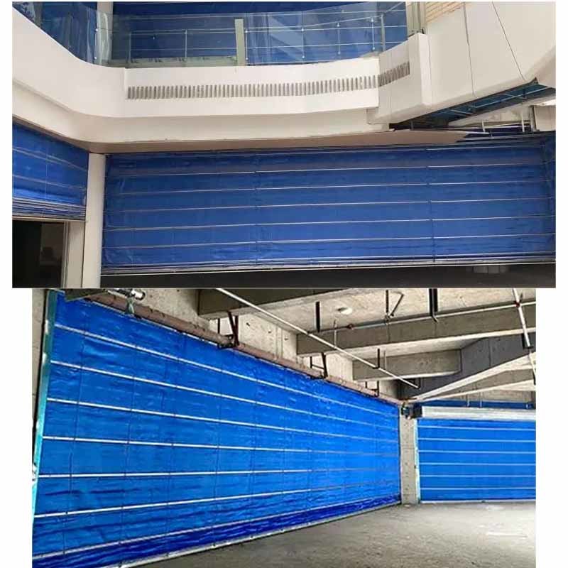 Blue Super Fabric Inorganic Fire Roller Shutter For Wall-Mounted Installation