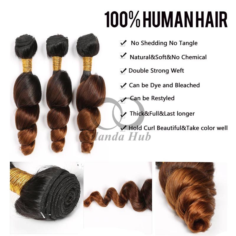 #T1B/4/30 Loose Wave Remy Human Hair Bundles Sew In Weave Bundles Brazilian Bundle Deals