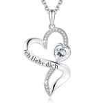 Girls' Double Heart Infinity Necklace 925 Sterling Silver White Austrian crystal