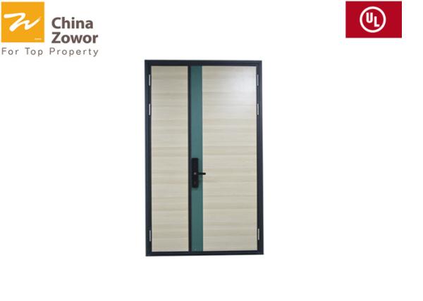 Unequal Double Leaf 90 Minute Fire Rated Doors/ Milky White Color/ Powder Coated