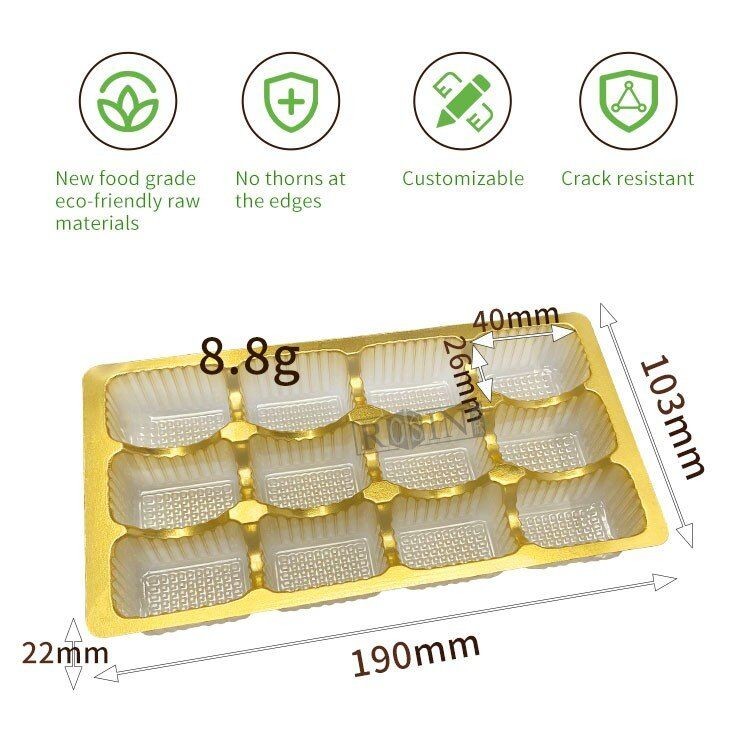 12 Cavity Plastic Chocolate Packaging Golden Chocolate Blister Packaging Tray