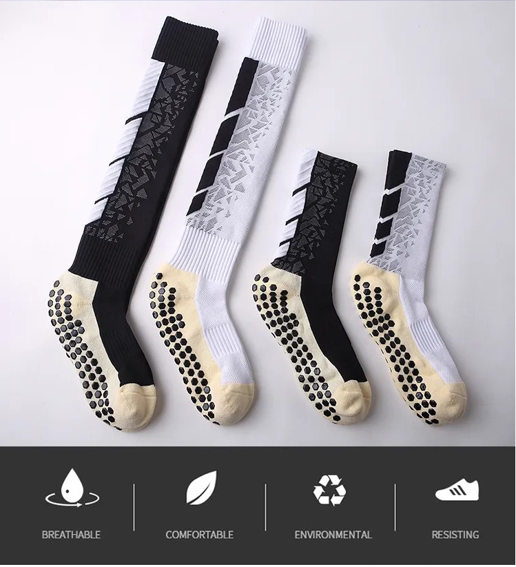 Breathable High Knee Soccer Socks with Custom Anti-Slip Design and Standard Thickness