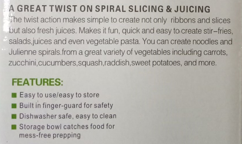 FB132921 Multi-function eco-friendly spiral slicer & juicer 4 in 1
