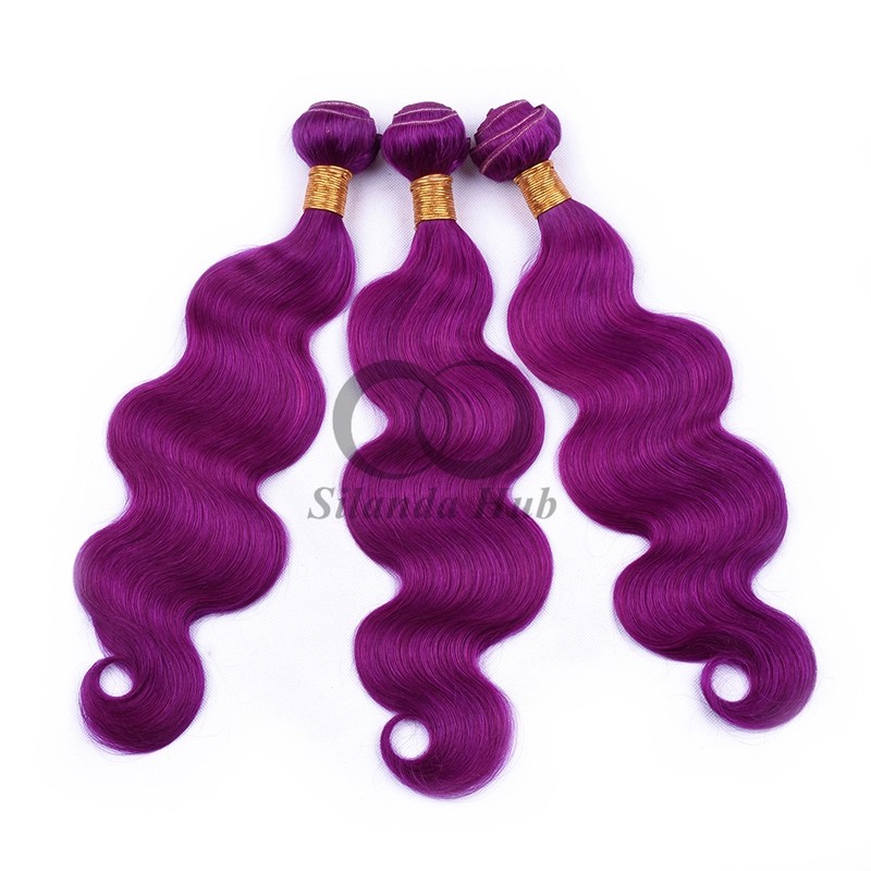 Purple Body Wave Remy Human Hair Bundles Sew In Weave Bundles Brazilian Bundle Deals