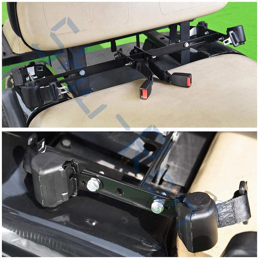 Black Retractable Golf Cart Seat Belt Kit Club Car EZGO Yamaha 4 Passenger Universal