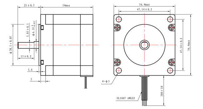 1.8 Degre 2 Phase 54mm Length NEMA 23 Stepper Motor With CE ROHS ISO
