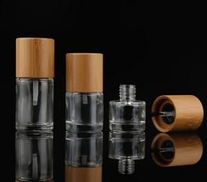 Quality High Quality Nail Polish Bottle Bamboo Cap Glass Cosmetic Containers wholesale