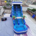 Tarpaulin Inflatable Water Slide For Adult Blue Tropical Kids Tropical Palm Tree