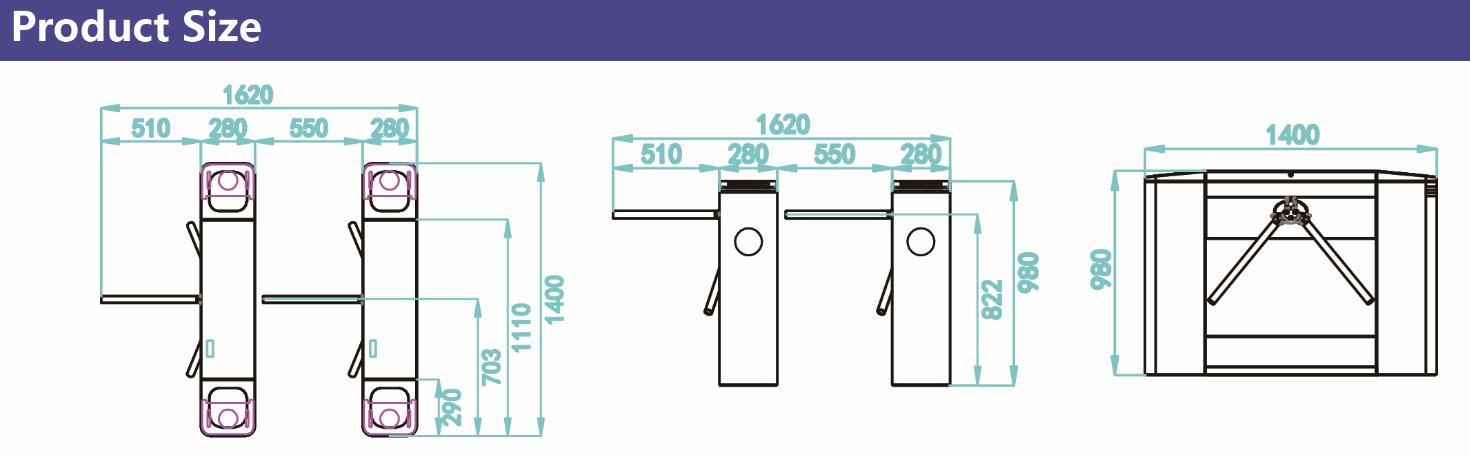 Three Arm Tripod Turnstile Gate Vertical Tripod Turnstile Turboo Euro