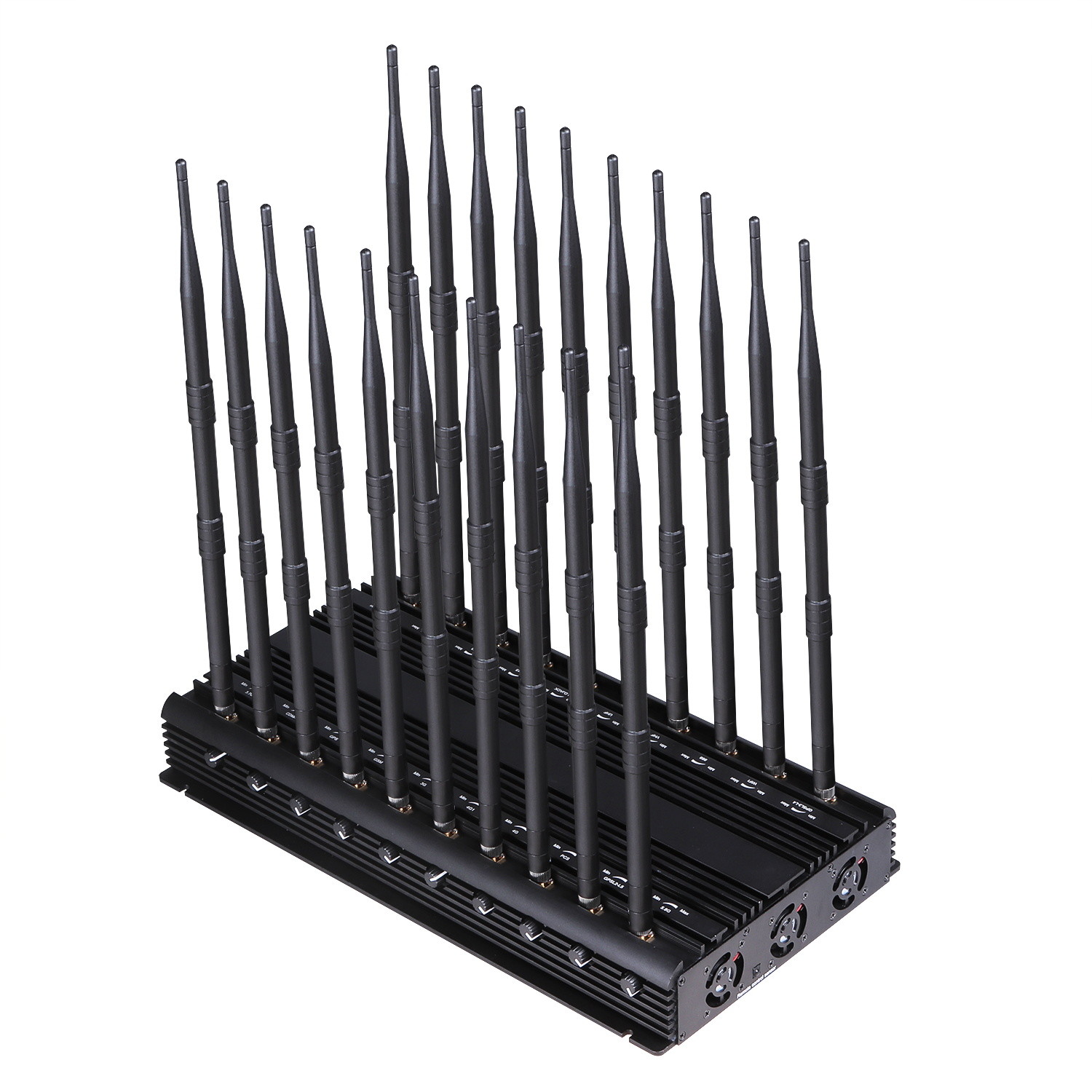 Multifunctional 20 antennas jammer shielding all 2G 3G 4G 5G WIFI GPS RF LOJACK VHF UHF signals with Remote Control
