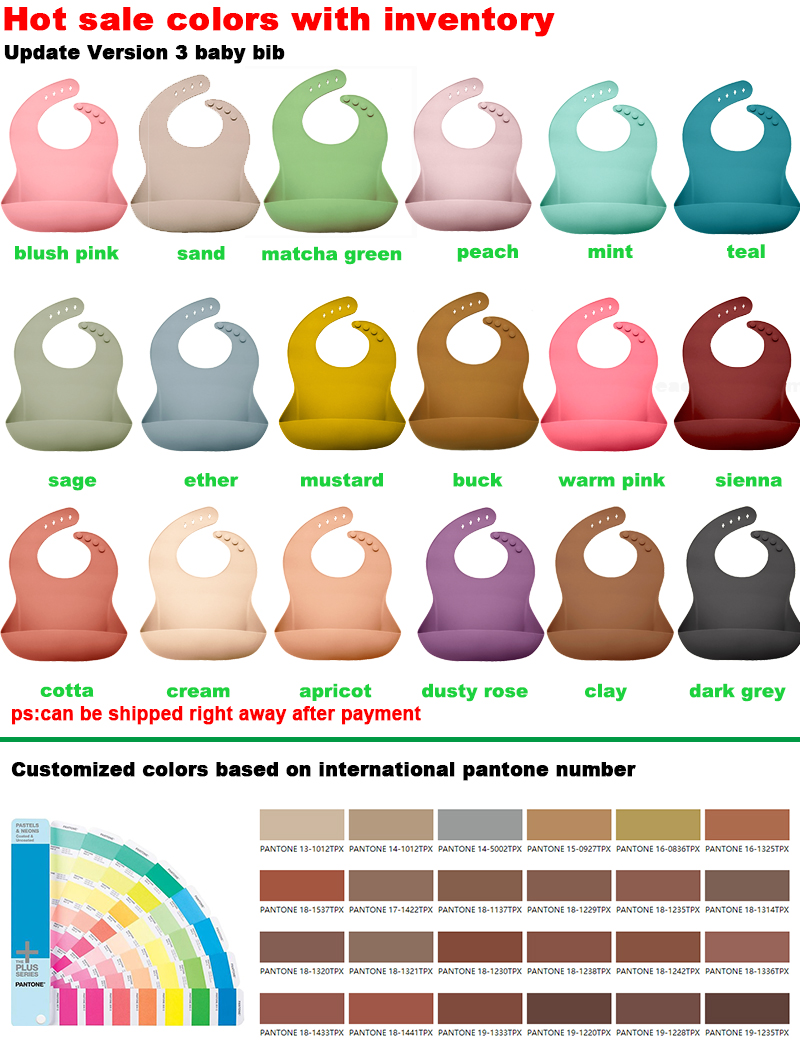 Antibacterial Toddler silicone scoop bib Waterproof Feeding Bibs With Crumb Catcher