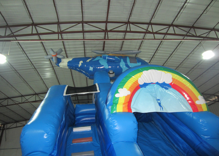Digital print inflatable Naval Air Force Helicopter standard slide inflatable high dry slide for Children under 15 years