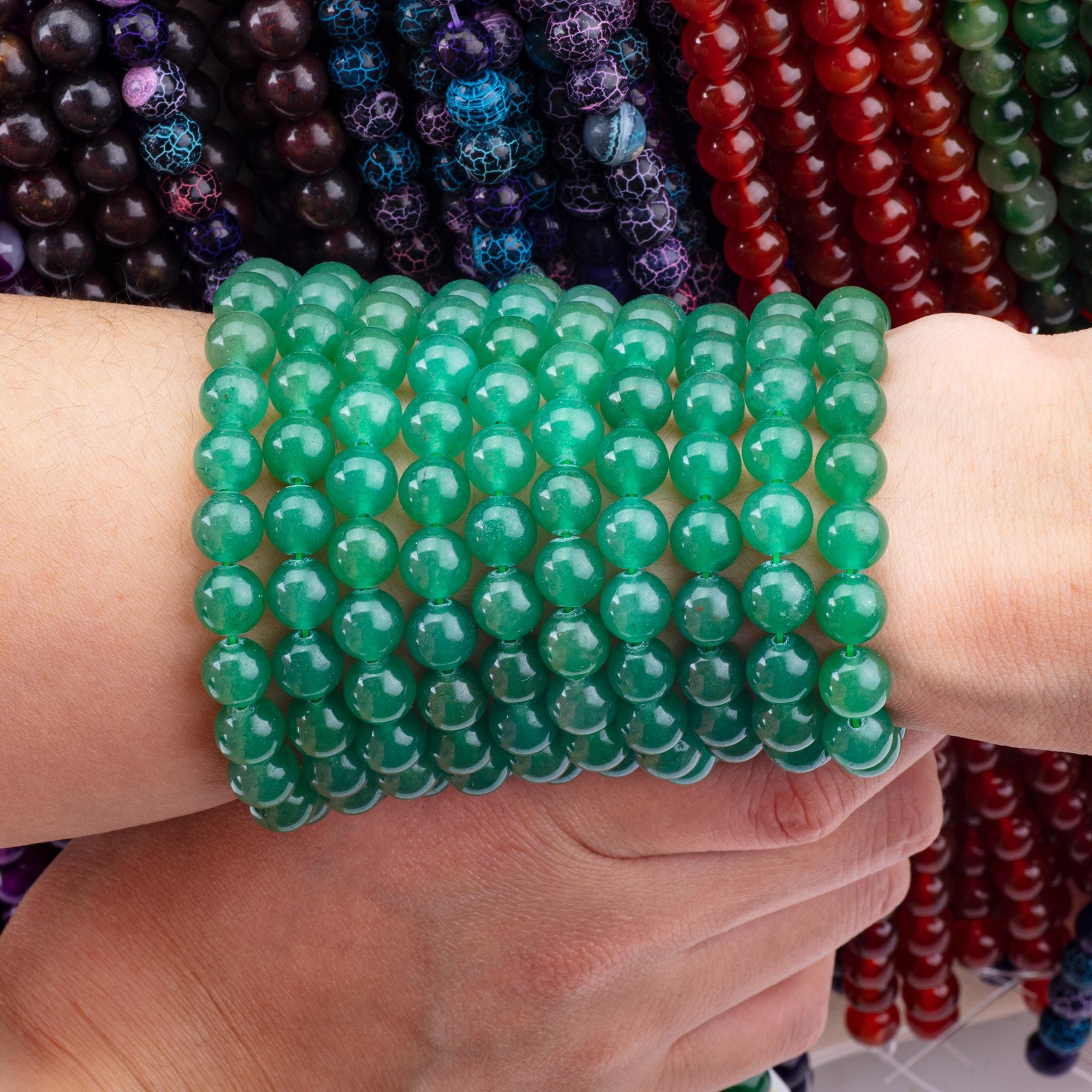 8MM Darker Green Aventurine Crystal Stone Smooth Round Bulk Loose Bead For Bead Jewelry Making