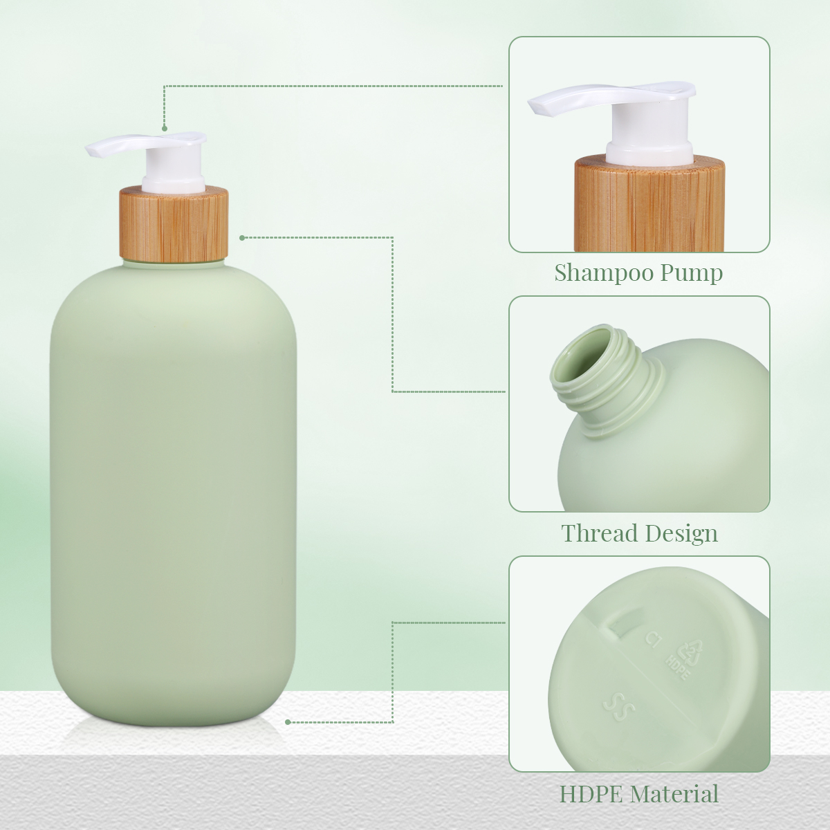 400ml 500ml Soft Touch Cosmetic Squeeze Bottle With Bamboo Lid For Shampoo Body Butter Lotion