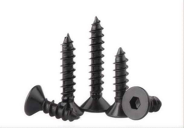 Black Round Head Self-Tapping Screw with Hex Socket Drive Metric Stainless Steel