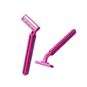 Quality Stainless Steel Blade Medical Disposable Shaver , Pink Color Twin Blade Razor wholesale