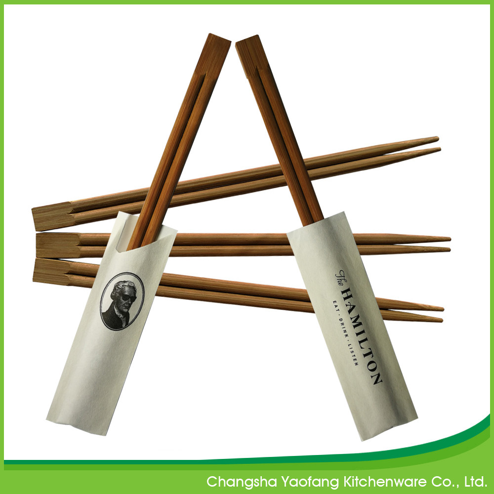 Carbonized Black Bamboo Chopsticks Disposable 24cm With Semi Closed Paper Sleeve
