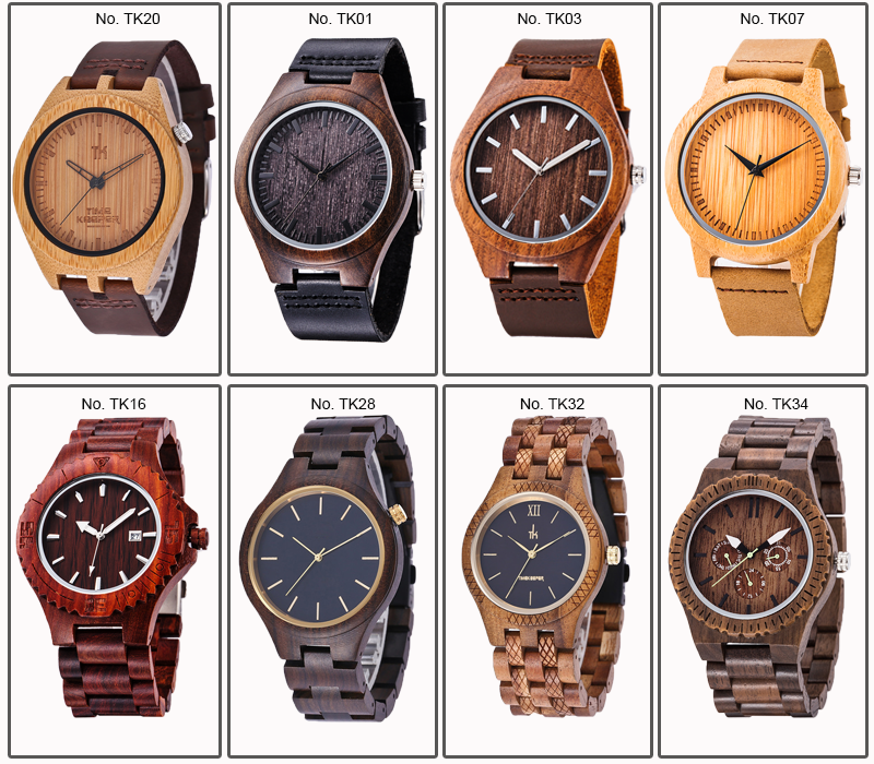 Walnut Wood Case Multifunction Wrist Watch With Date In Dial Customized Logo