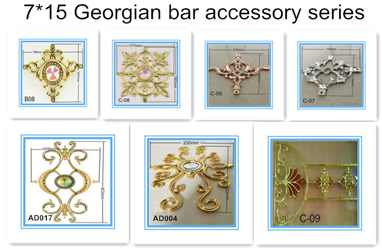 7*16mm Glossy Surface Aluminium Georgian Bar Accessories For Insulating Glass Decoration