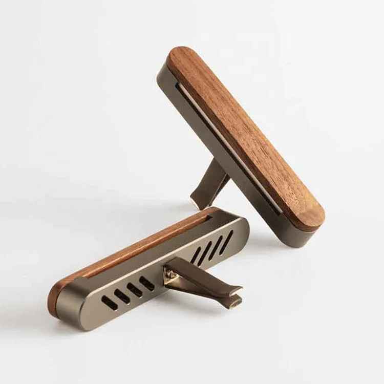Custom Logo Car Aroma Diffuser Lasting Fragrance Natural Wood Car Vent Air Freshener