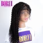 Natural Black Brazilian Human Wigs Deep Curly Lace Front Wig With Baby Hair