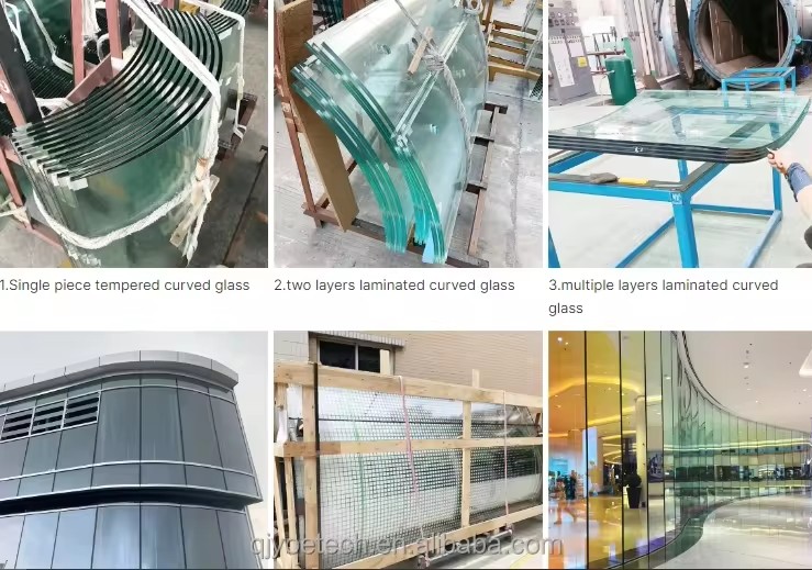Dark Blue Solar Controlled Low-E Insulating Glass Curved Glass Curtain Wall