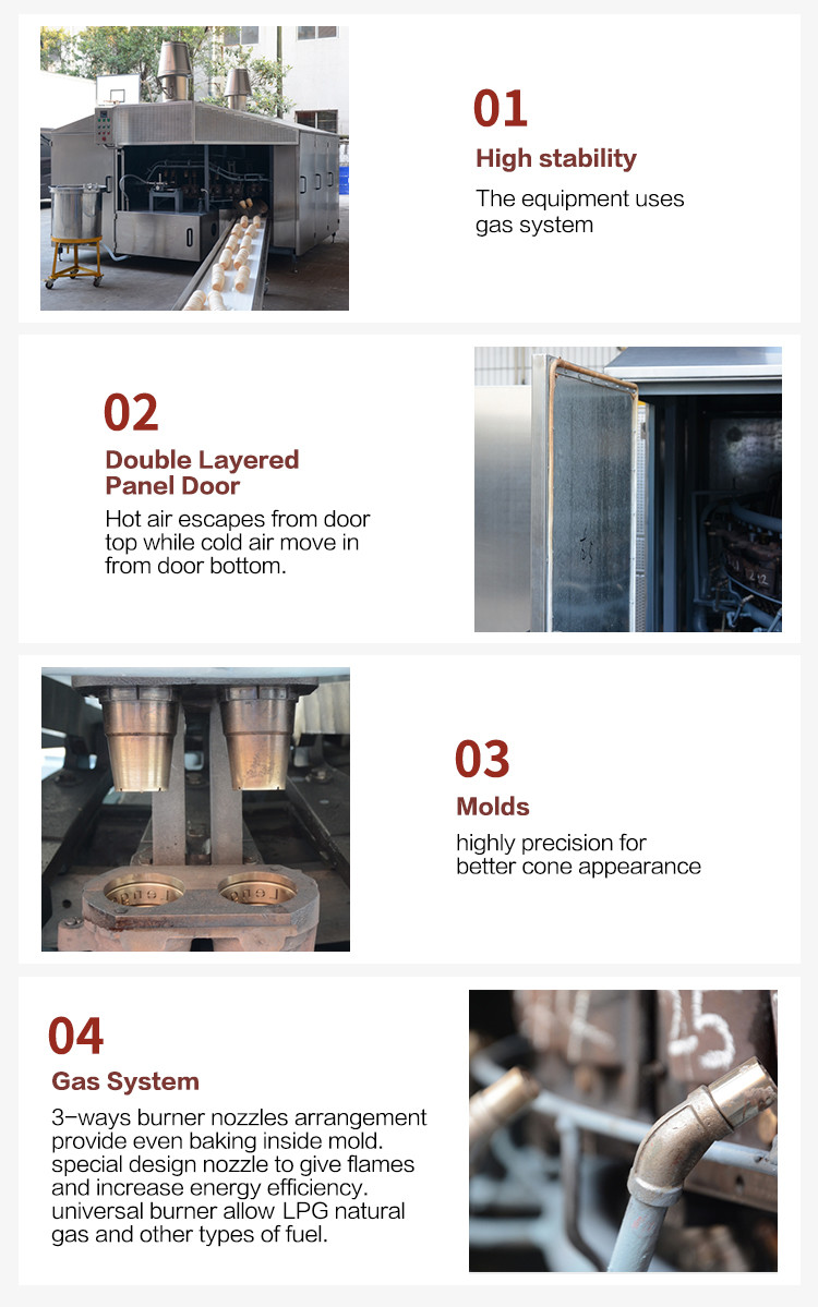 Automatic Softy Wafer Cone Production Line With Cast Iron Baking Template