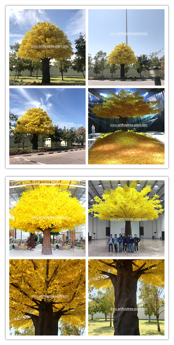 Large Fiberglass Artificial Ginkgo Tree High Temperature Resistance