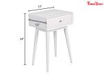 French White Contemporary Bedroom Furniture Wood Rory One Drawer Side Table