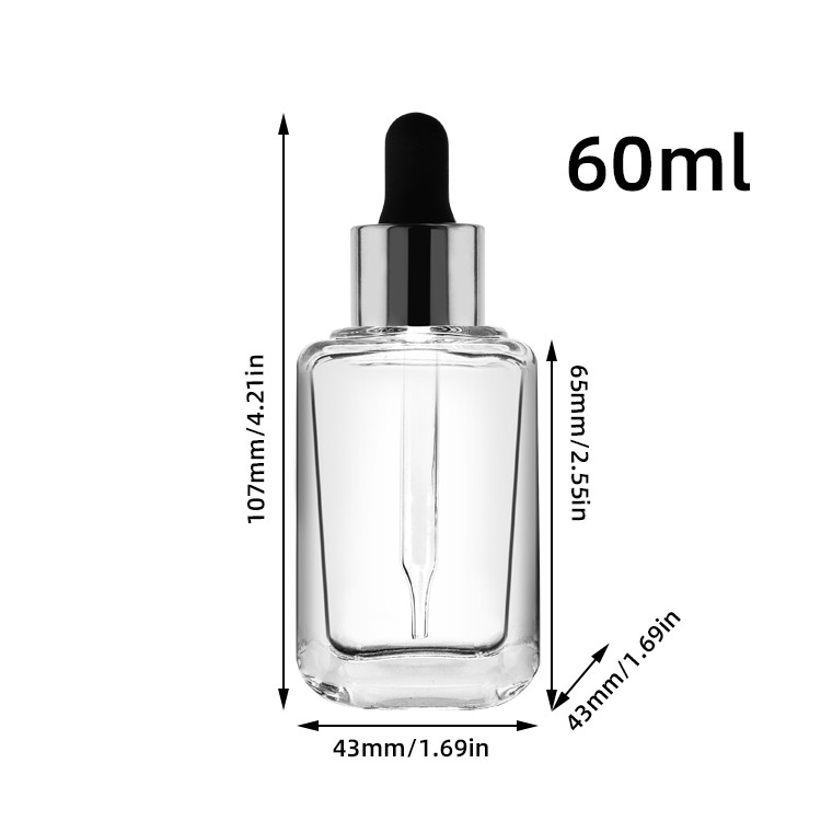 40ml 60ml Serum Dropper Bottles Glass clear Serum Bottles With Screw Cap