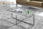 Plywood Movable Coffee Table Rectangle Stainless Steel Base 45cm Height