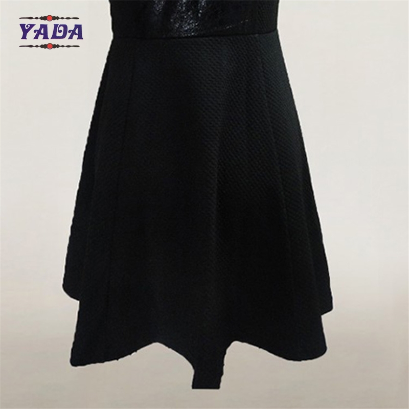 Fashion pu cocktail lady's summer sleeveless dress women office uniform dresses with rhinestone applique
