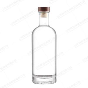 Quality Vodka 375ml 700ml 750ml 1000ml Clear Empty Custom Glass Bottle with Cork Stopper cap wholesale