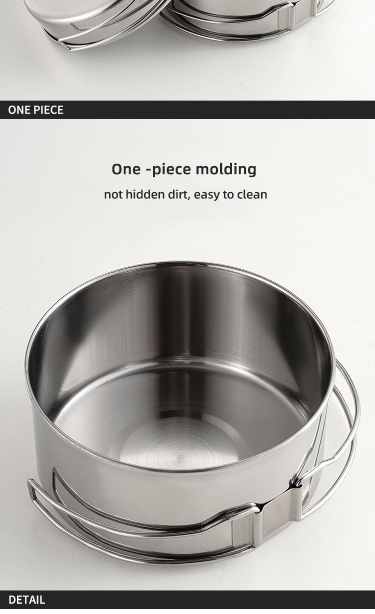 Multifunction 4 Pieces Outdoor Cookware Set Stainless Steel Titanium Pots