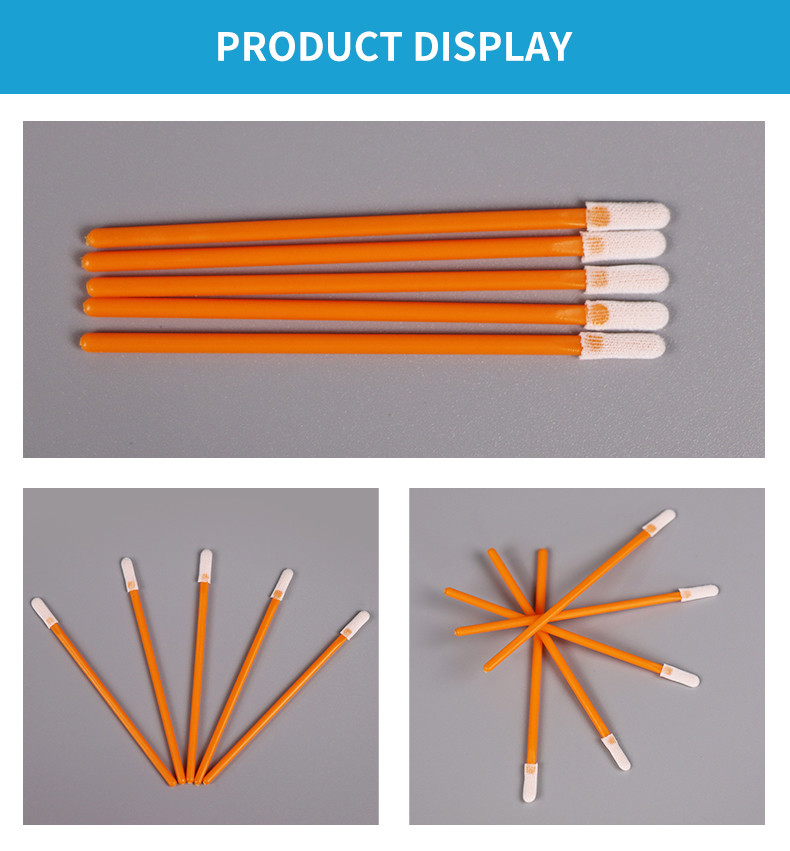 70mm Cleanroom Foam Swab Round Head 3.5mm Polyester Flat Cotton Buds