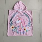 Custom Cartoon Printed Microfiber Kids Hooded Beach Towel Poncho