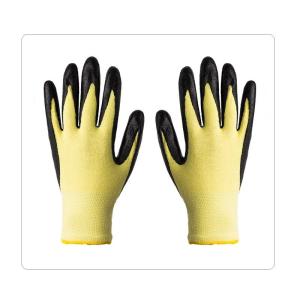 Quality Yellow Aramid Heat and Cut Resistant Liner Foam Nitrile Coating Work Gloves For Building wholesale