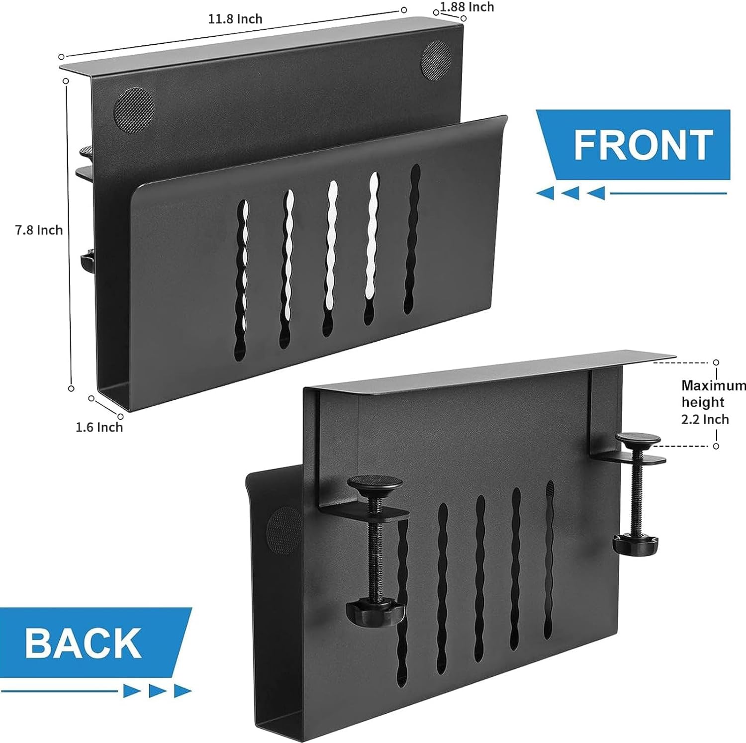 Desk Side Storage 1mm Thickness Under Steel Hanging Organizer for Office Organization