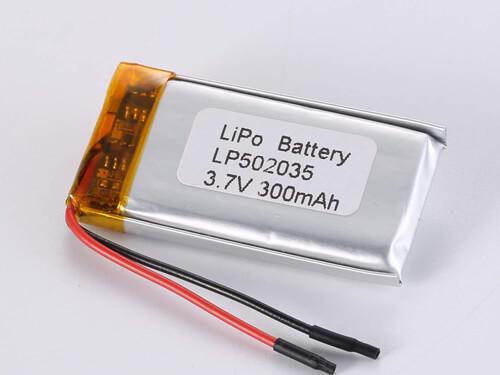 500-1000 Cycles LP502035 3.7V 300MAH Polymer Li-ion Rechargeable Cell for