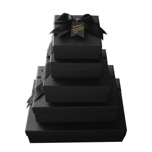 Quality Custom Black Art paper C1S C2S Rigid Gift Boxes With Ribbon wholesale