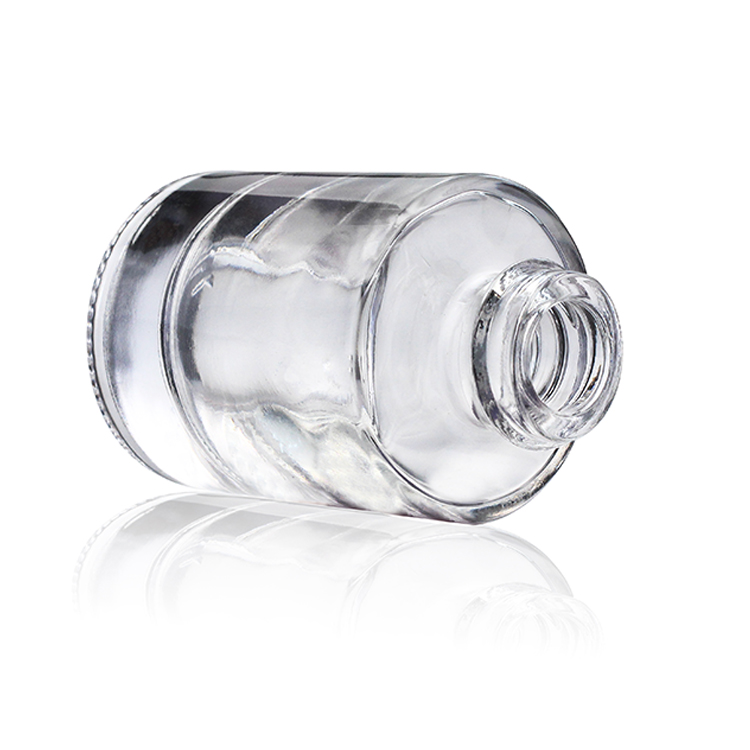 15ml Round Clear Empty Glass Foundation Bottle With Black Plastic Cap