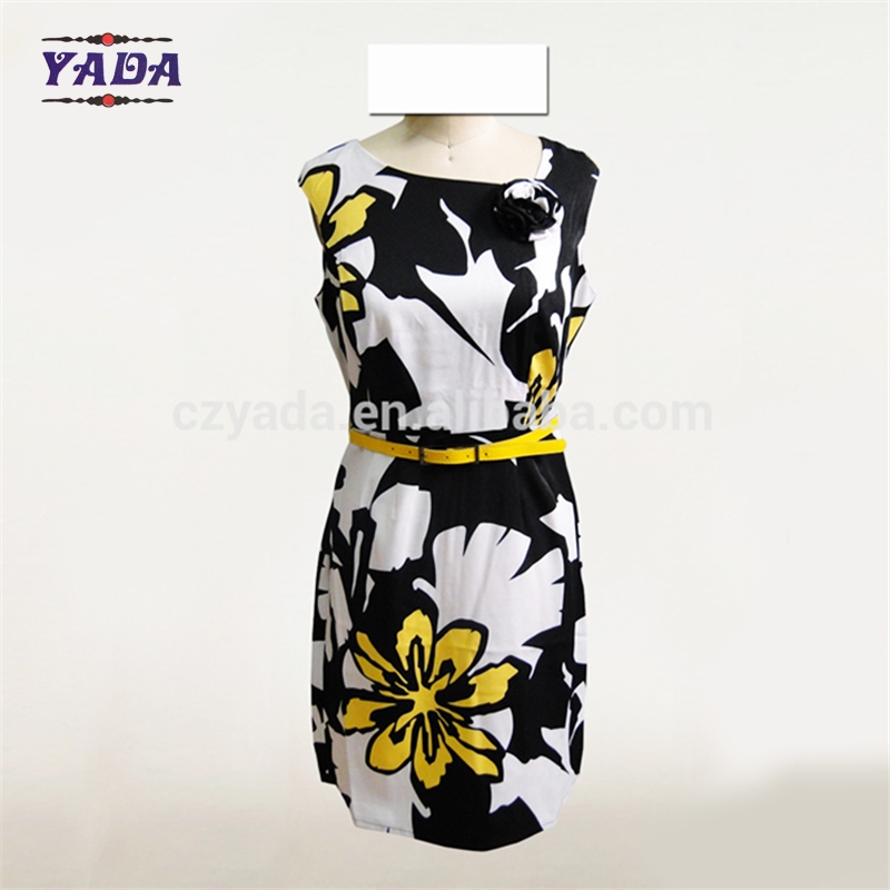 Casual high quality print simple elegant ladies western sexy night dress for spring and fall