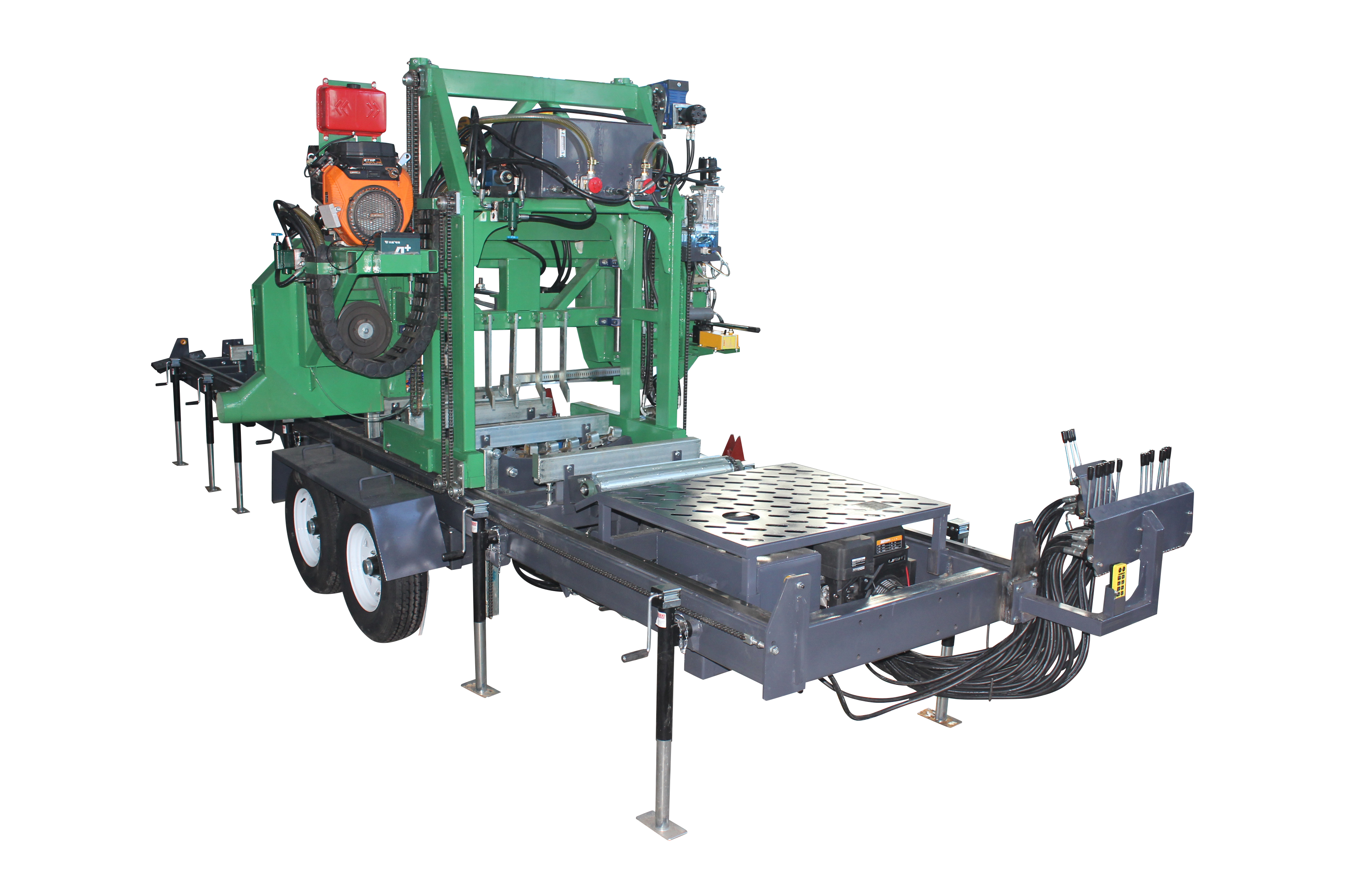 Woodworking Gas Diesel Electric Portable Wheels Trailer Sawmill Horizontal Bandsaw Machine