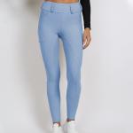 Women Light Blue Full Seat Silicone Breeches Horse Riding Leggings With Side
