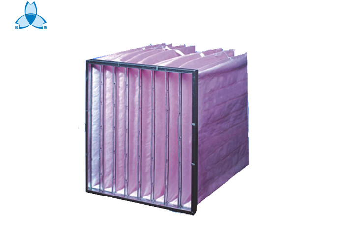 Pink F7 Air Filter Aluminum Alloy Frame , 6 Pockets Air Handler Filters