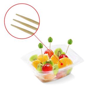 Quality 12cm Leaf Shape Disposable Bamboo Food Picks Wooden Kebab Skewer For Food wholesale
